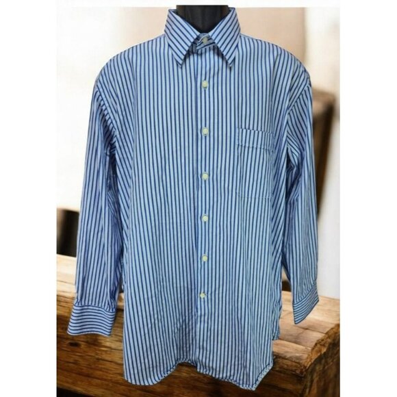 Tommy Bahama Mens Blue & White Striped Shirt 16 XL - Picture 1 of 7